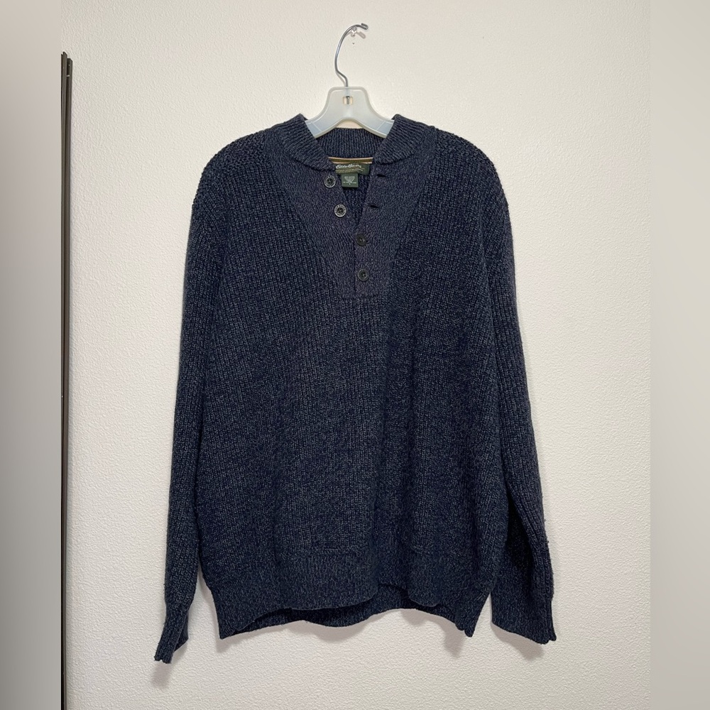 X Vintage Eddie Bauer Knit Men’s Size L 1/4 Button Classic Sweater